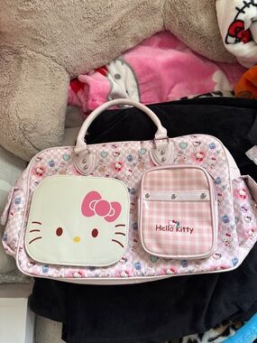 Hello Kitty Pink and White weekender Bag with Front Character Pockets